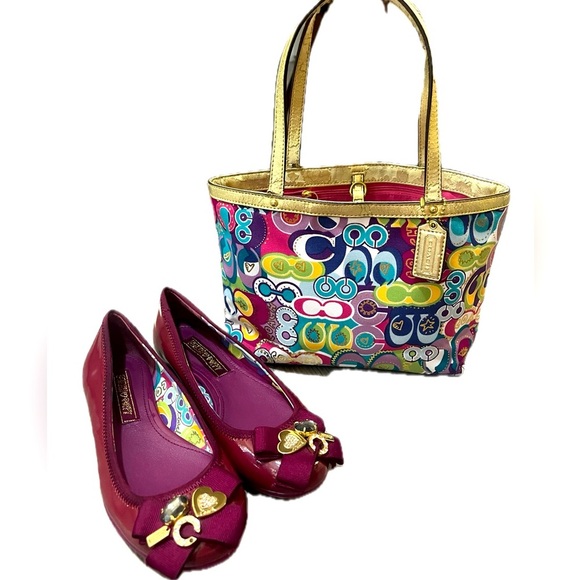 Coach Poppy Mini Purse & Flats, Size 6.5, Rare Limited Edition - Picture 1 of 16